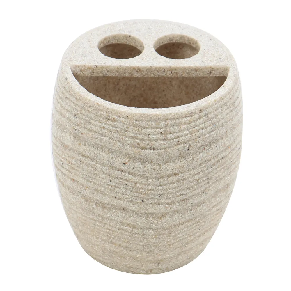Suport periute dinti, Kadda Sand BPO-0375B-1, polirasina, finisaj piatra, 10.3 x 9.8 cm