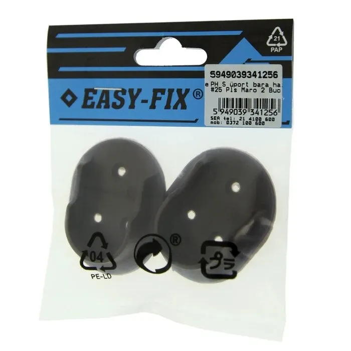 Suport plastic, pentru bara haine, maro, D 25 mm, set 2 bucati