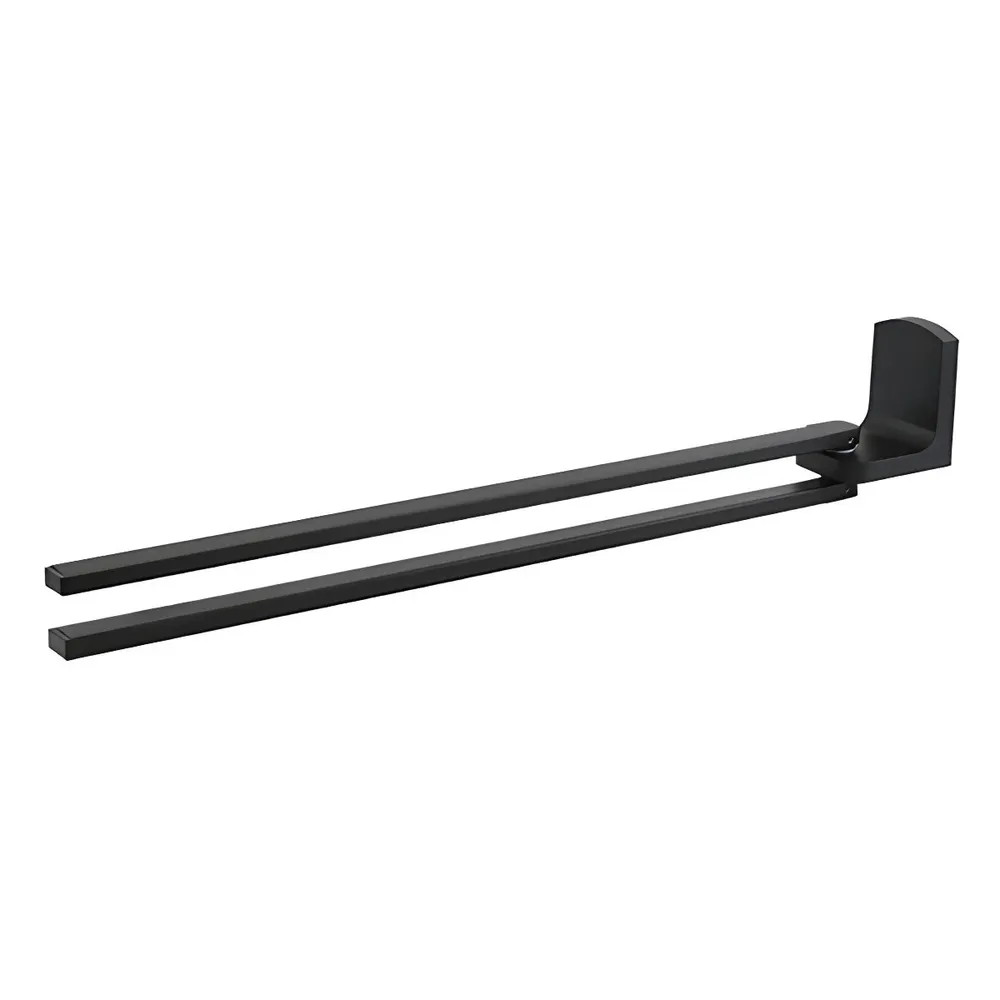 Suport prosop baie Spirella E10.21087, mobil, cu doua brate, negru, 39 x 7.5 x 4.5 cm