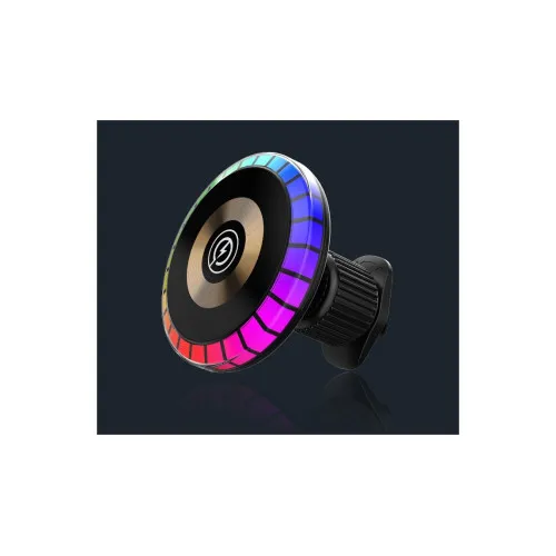 Suport telefon auto magnetic cu incarcare wireless si iluminare RGB — imaginea 8