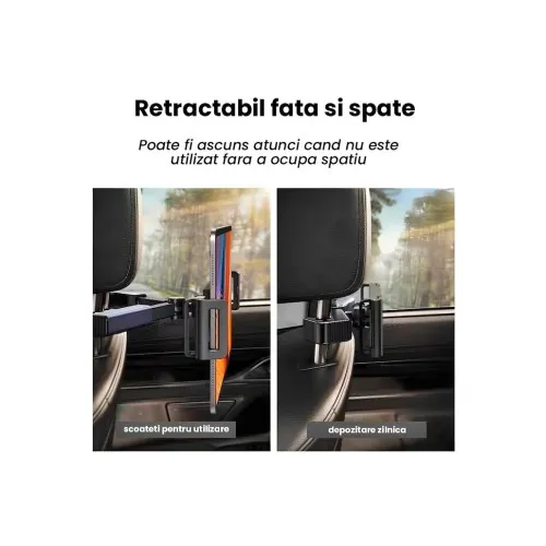 Suport telefon si tableta auto universal cu prindere pe tetiera — imaginea 5