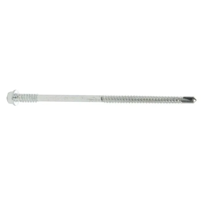Surub autoforant, pentru panouri, cu cap hexagonal, din otel, zincat alb, SW8, 6.3/5.5 x 120 mm