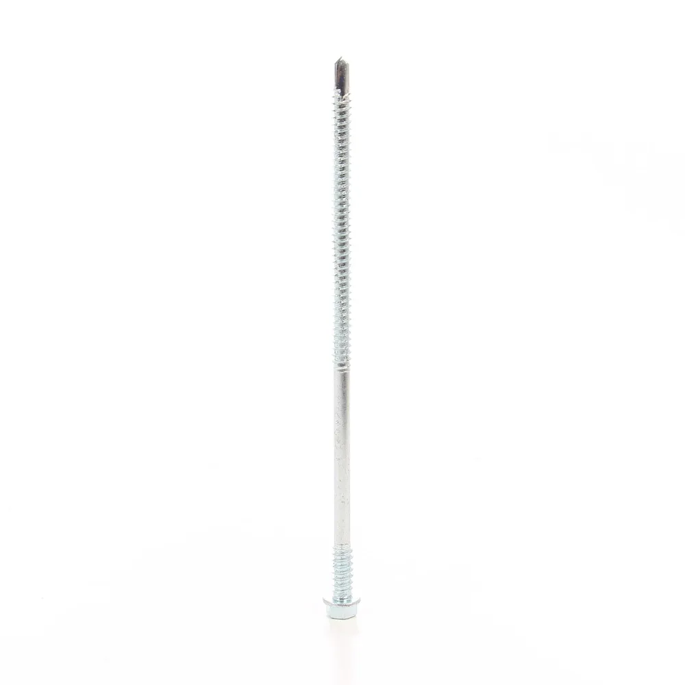 Surub autoforant, pentru panouri, cu cap hexagonal, din otel, zincat alb, SW8, 6.3/5.5 x 150 mm