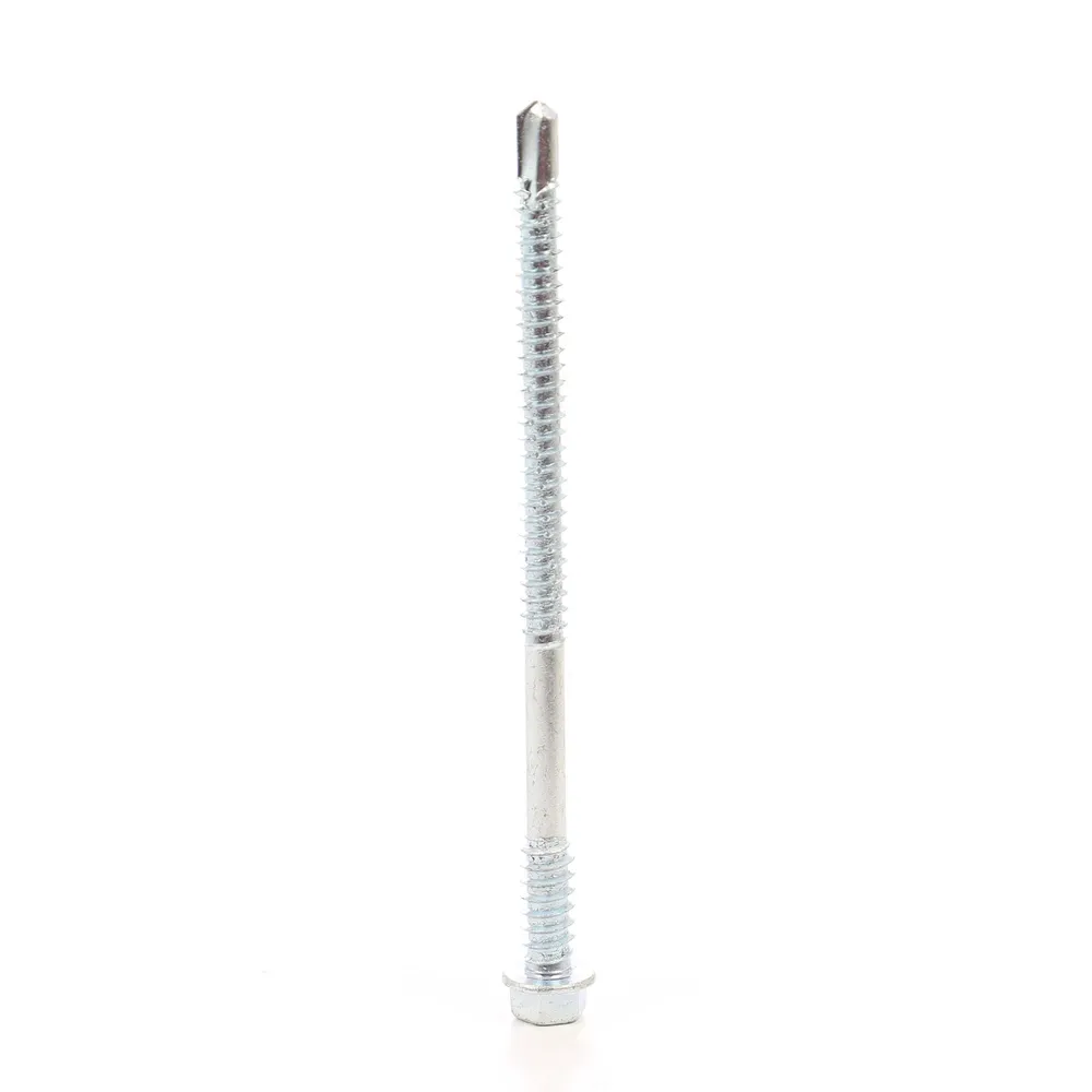 Surub autoforant, pentru panouri, cu cap hexagonal, din otel, zincat alb, SW8, 6.3/5.5 x 100 mm
