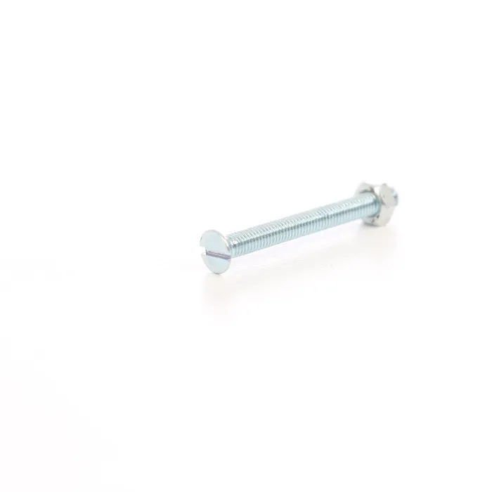 Surub cu cap inecat crestat, cu piulita, otel, zincat alb, M3 x 20 mm, 16 bucati