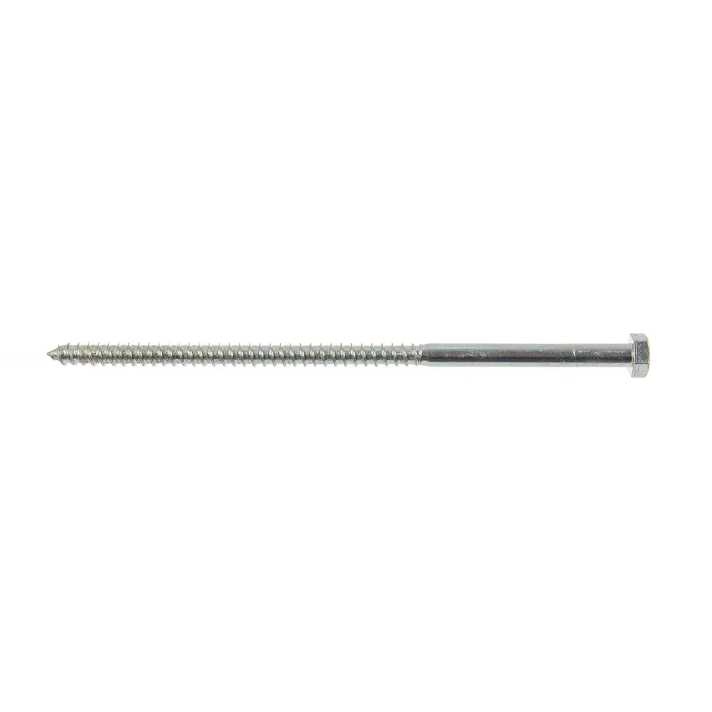 Surub pentru lemn, cu cap hexagonal, zincat alb, 12 x 280 mm