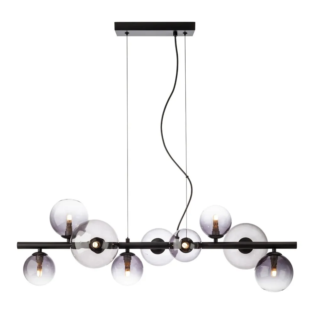 Suspensie Astra 01-3989, 9 x G9, negru + fumuriu, modern