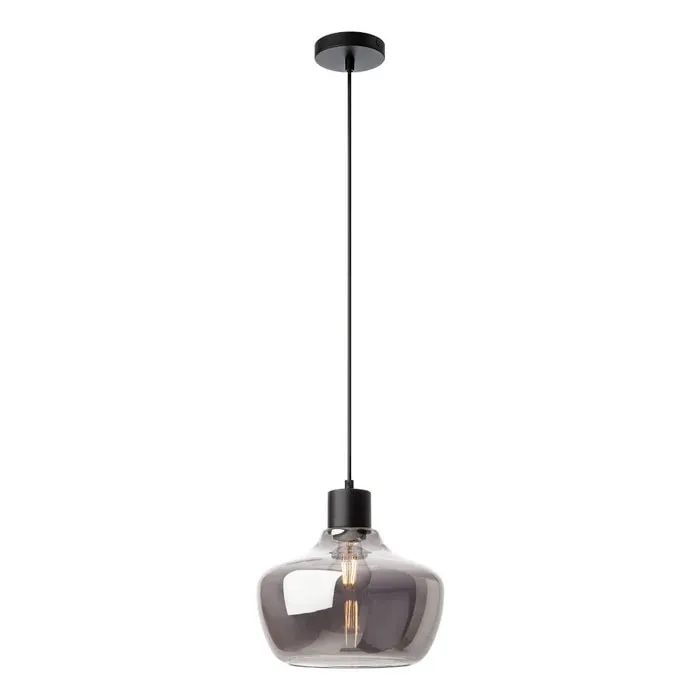 Suspensie Atlantis 01-4046, 1 x E27, D 26 cm, negru mat + fumuriu, modern