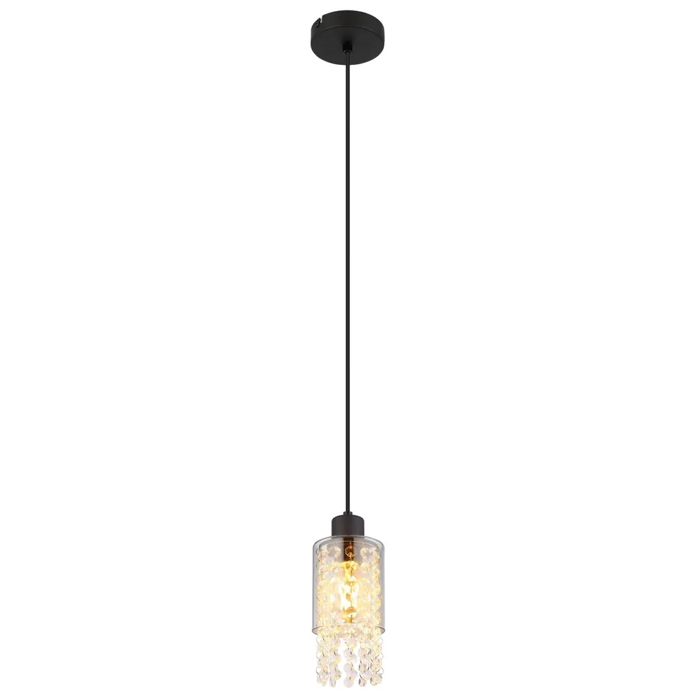 Suspensie Backey 15799H, 1 x E27, negru mat + fumuriu, modern