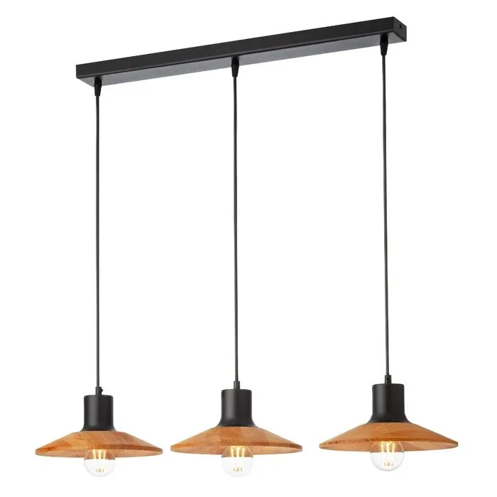 Suspensie Fresno 01-4056, 3 x E27, negru + lemn, modern