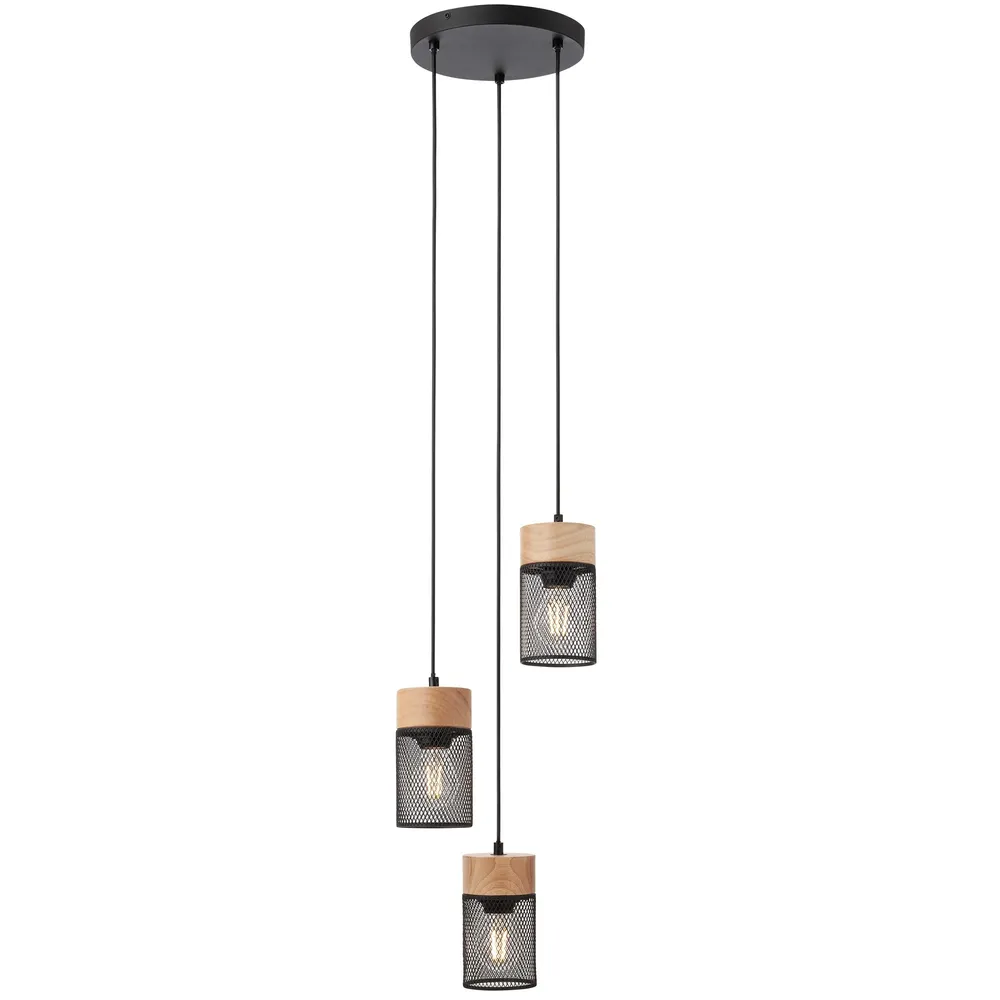 Suspensie Stem 01-3142, 3 x E27, negru + maro, modern