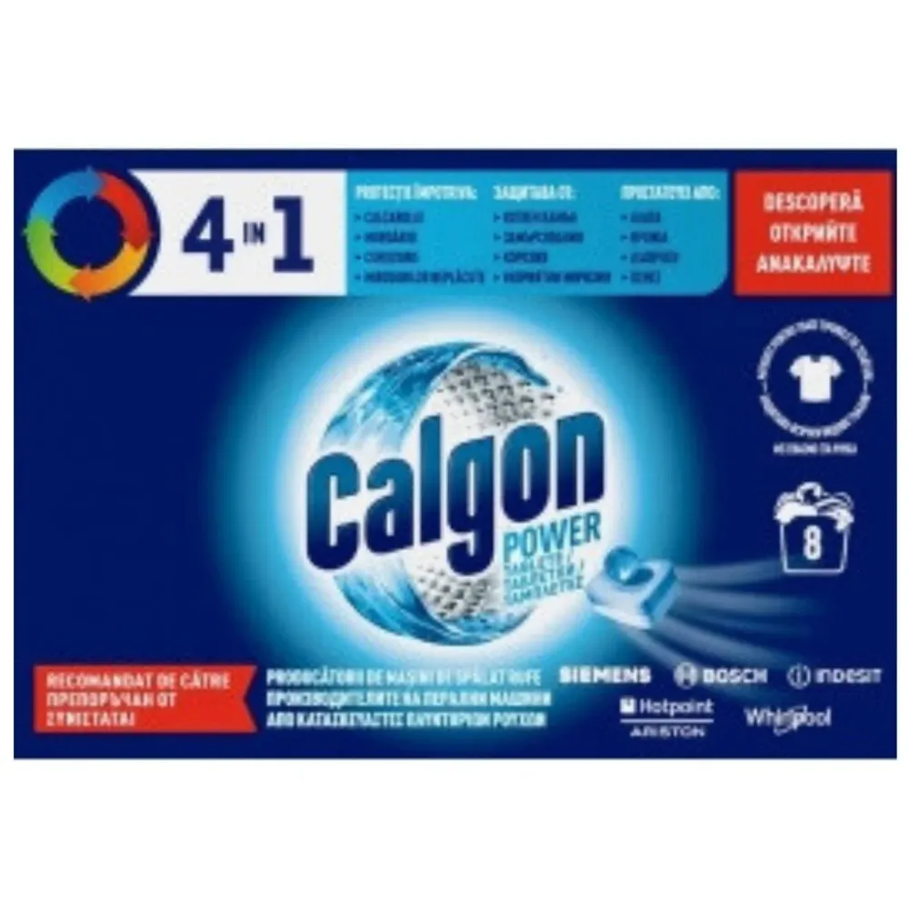 Tablete anticalcar, Calgon automat 4 in 1 PowerBall, pentru masina de spalat, 8 bucati