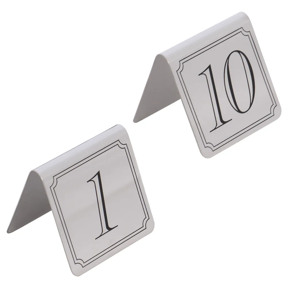Tablite pentru masa 918, cu numere 1 - 10, inox, + negru, 9 x 5.5 cm
