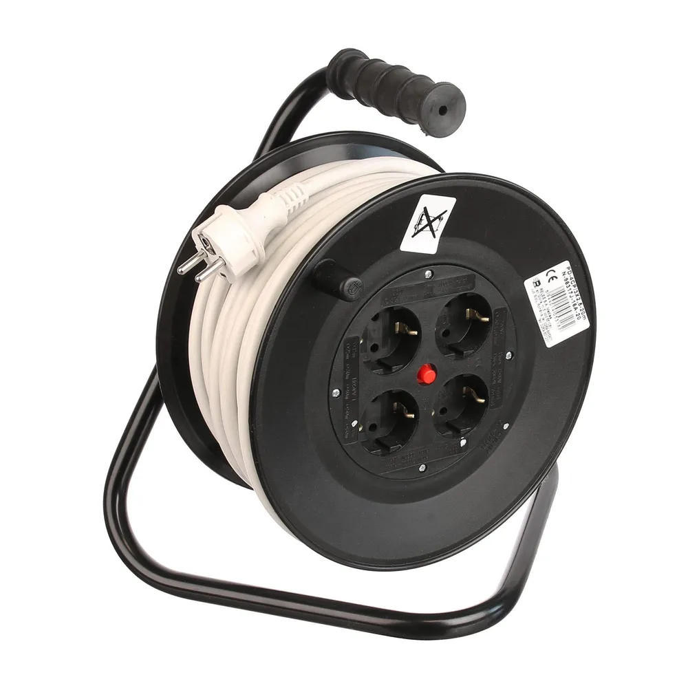 Tambur Relee, IP20, 4 prize, 3 x 2.5 mmp, 3500 W, 20 m, negru