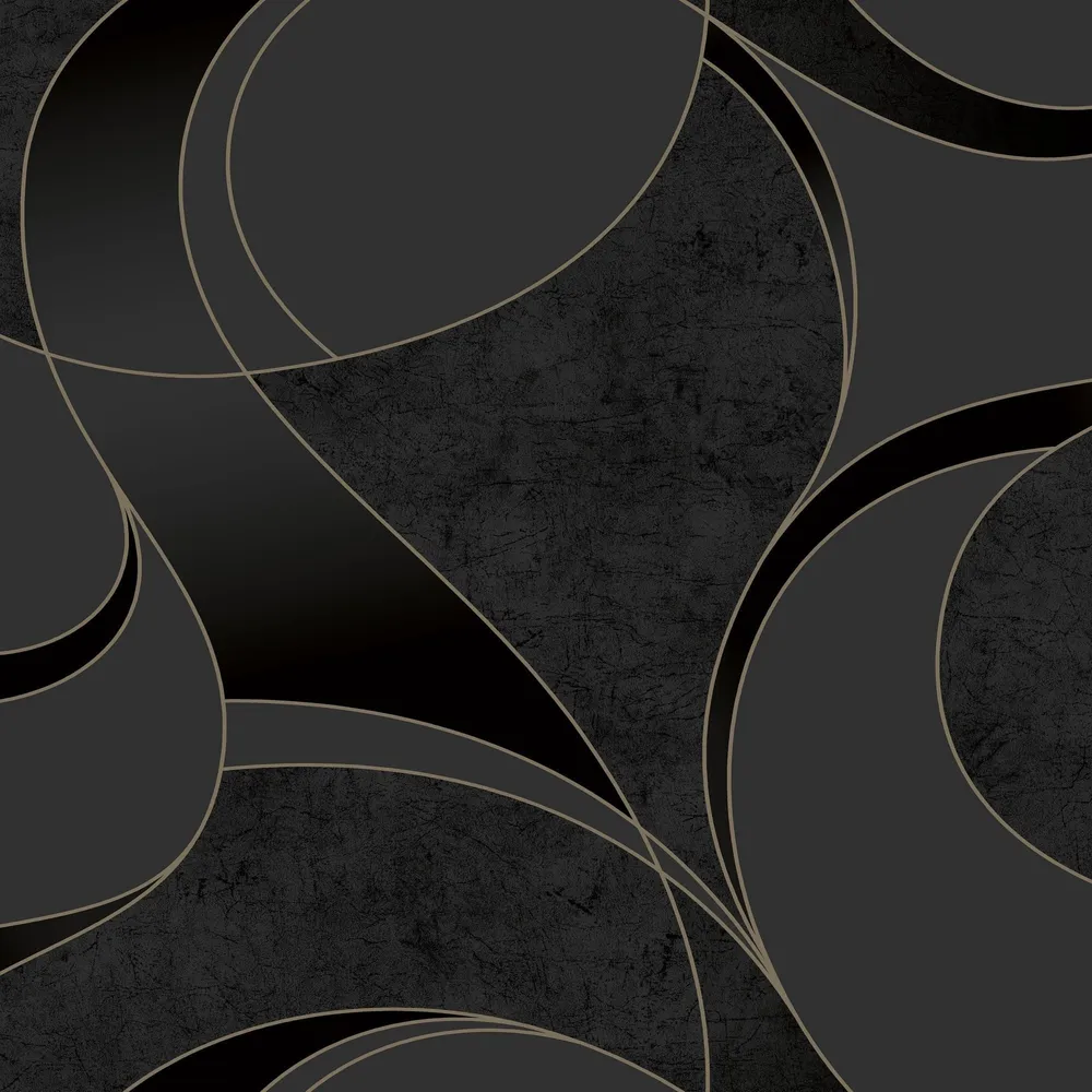 Tapet vinil Tempo, model geometric, negru, rola 10 x 0.53 m