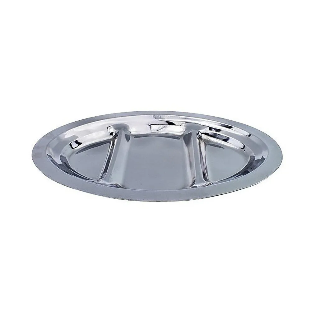 Tava ovala pentru servire, Kasemi 1102347, divizata, inox, argintiu, 35 cm