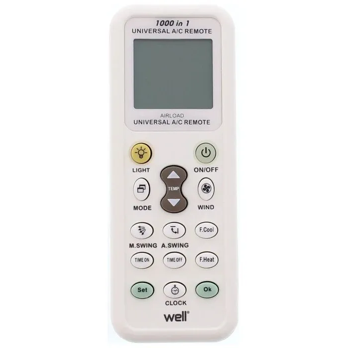Telecomanda aer conditionat, universala, Well RC-AC-Airload-WL, ecran digital, 1000 modele presetate, timer, alb