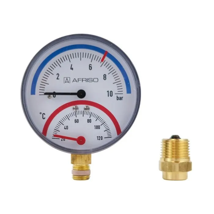 Termomanometru radial Afriso TM80, 1/2", 0-10 bar, 20-120 grade Celsius