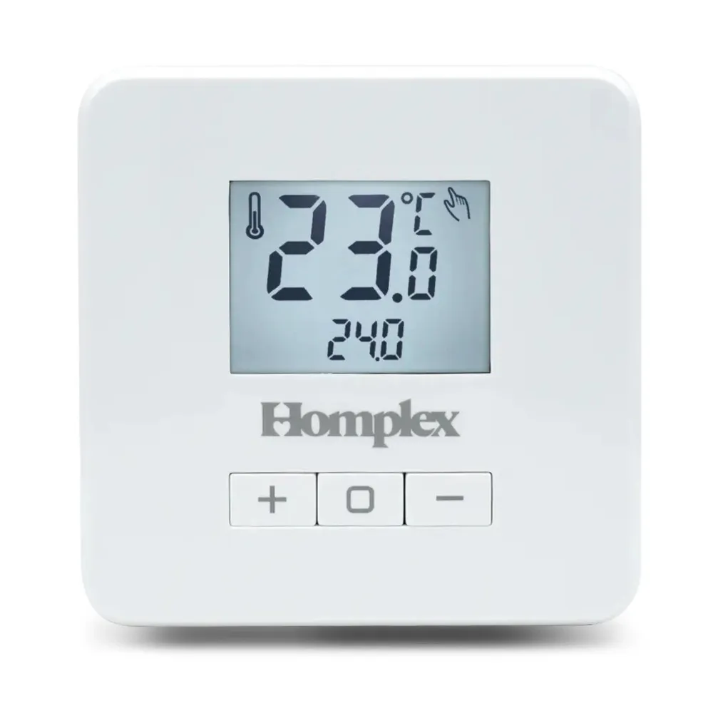 Termostat de ambient pentru centrala, cu fir, Homplex Evo X, 2 x AA, 230 V, afisaj digital, IP42, alb