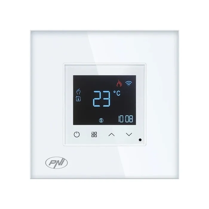 Termostat de ambient pentru centrala, incastrat, PNI CT25W, programabil, afisaj digital, alb