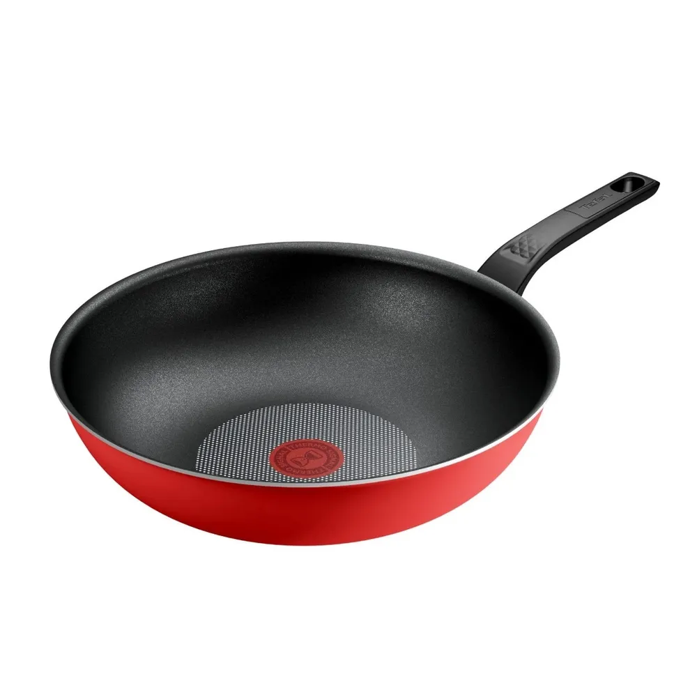 Tigaie wok Tefal Easy Start, aluminiu, rosu, 28 cm