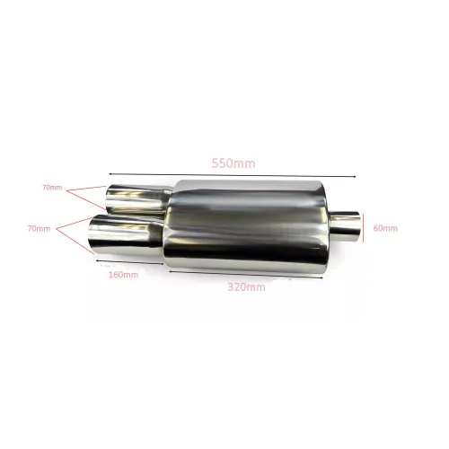 Toba sport inox dubla, diametru intrare 60 mm, lungime totala 550 mm, corp 320 mm — imaginea 5