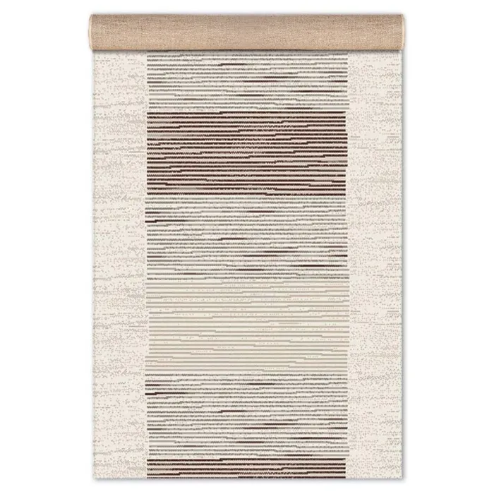 Traversa Carpeta Matrix 17201-18433, 80 x 250 cm, polipropilena frise, crem + maro + gri, dreptunghiulara
