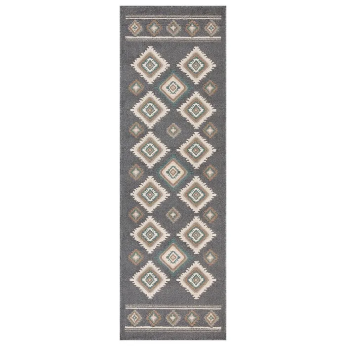 Traversa Oriental Weavers Norway E 5960/EM1, 80 x 250 cm, poliolefina, gri + crem, dreptunghiulara