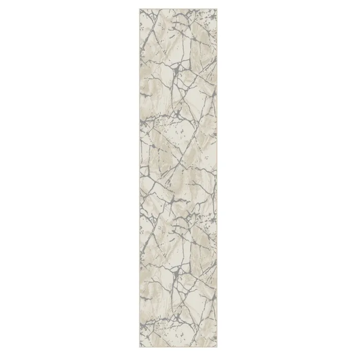 Traversa Saga O 25ESE 1K, 80 x 250 cm, polipropilena heat-set + poliester, gri + bej, dreptunghiulara