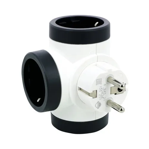 Triplu stecher Legrand RevOlution 3 prize alb/antracit, rotativ 180