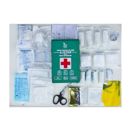 Trusa sanitara prim ajutor Kraftmann DIN 13157:2021 avizata A.N.M.D.M.R. pentru spatii interioare cu suport montare — imaginea 3