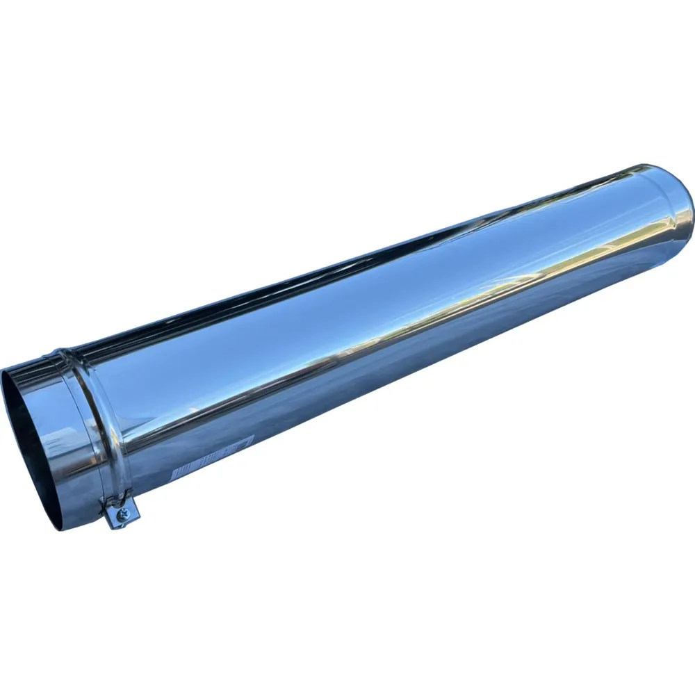 Tub din inox cu colier, simplu perete, grosime 0.4 mm, Ø 120, L 0.950 m, argintiu