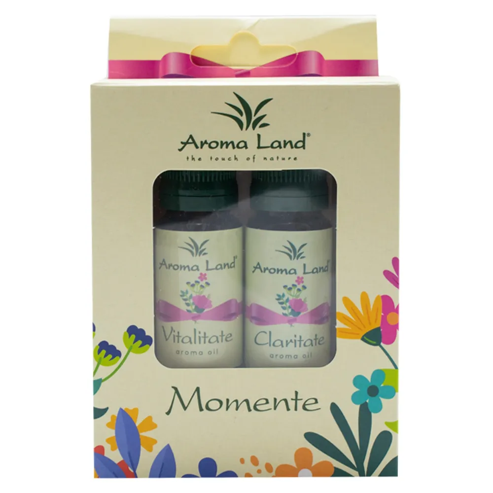 Ulei parfumat aromaterapie, Aroma Land, Vitalitate si Claritate, violete + fructe de padure / bergamot + gardenia + menta, 10 ml, set 2 bucati