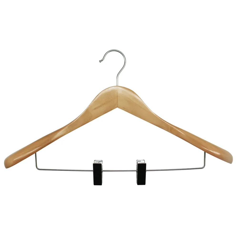 Umeras Spaceo, cu cleme pentru prindere fuste, din lemn, L 45 cm, natur