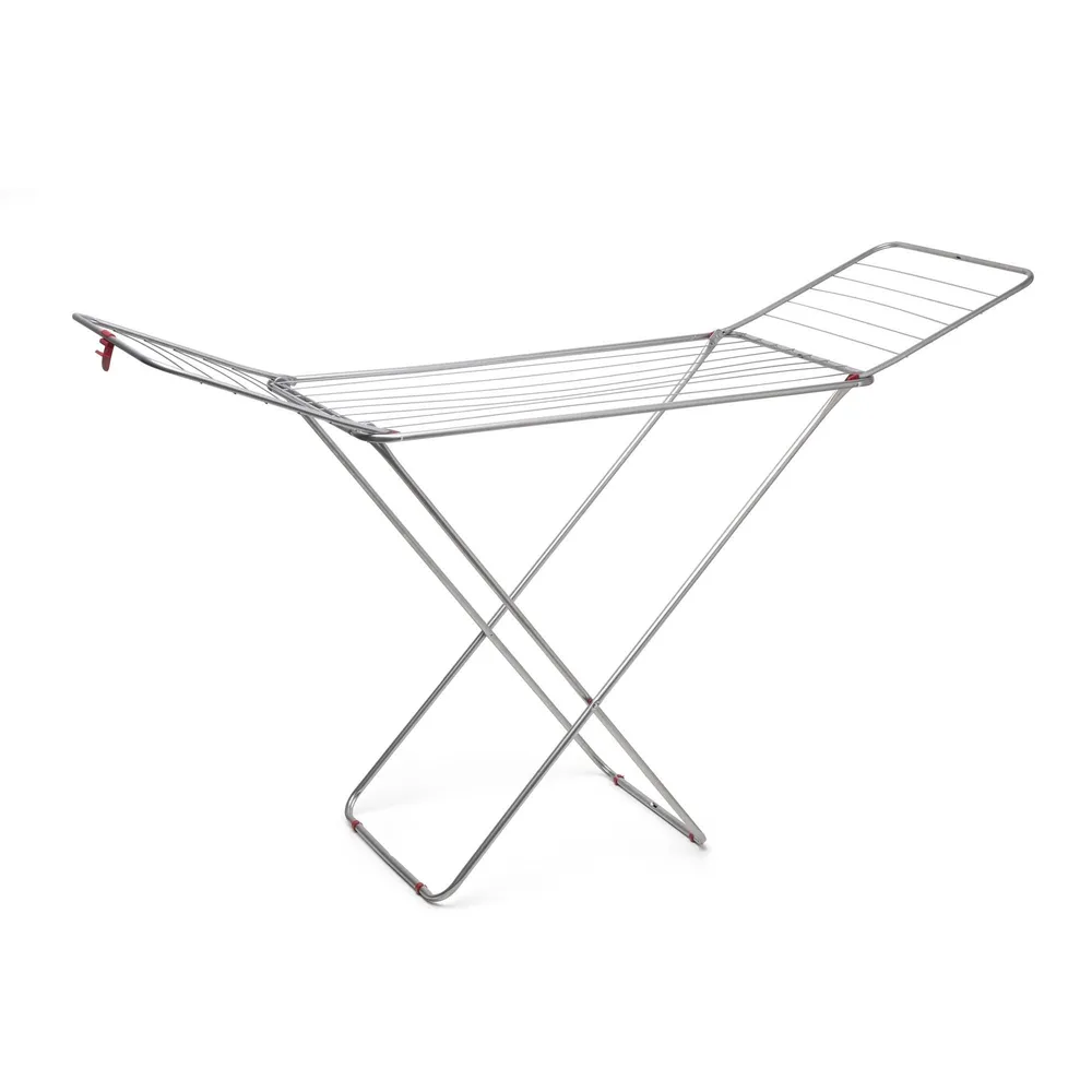 Uscator rufe, din otel, 177 x 54.5 x 107.5 cm, pliabil, 19 m, argintiu