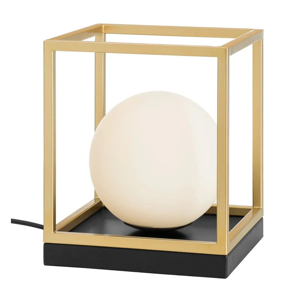Veioza Zodiac 01-3052, negru + alama + alb, E14, 180x180x200mm