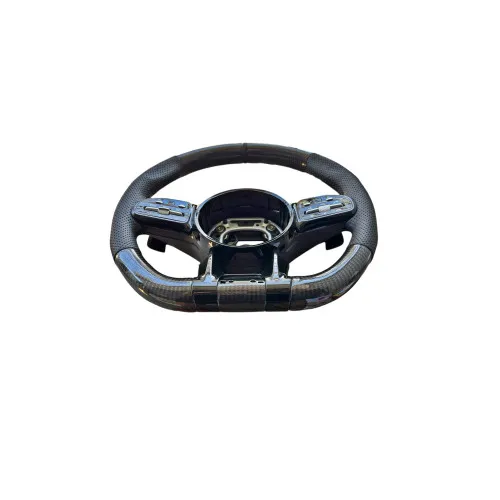 Volan sport piele perforata si carbon compatibil cu modelele Mercedes 2010-2021 Produs compatibil - nu este OEM — imaginea 2