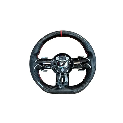 Volan sport piele si carbon compatibil cu modelele Mercedes 2011-2021 Produs compatibil - nu este OEM
