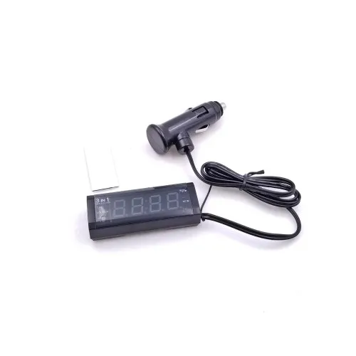 Voltmetru 3 in1 12-24V cu ceas si termometru — imaginea 2