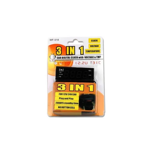 Voltmetru 3 in1 12-24V cu ceas si termometru — imaginea 6