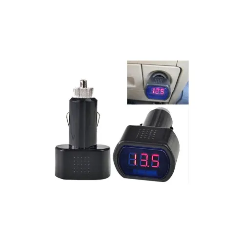 Voltmetru auto digital tip mufa bricheta 12V 24V afisaj LED monitorizare baterie — imaginea 4