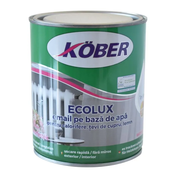 Vopsea acrilica pentru calorifere si tevi cupru, Kober Ecolux, interior / exterior, pe baza de apa, alb V82101-C, 0.75 L