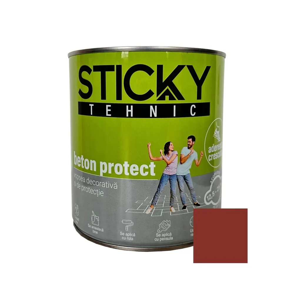 Vopsea acrilica pentru lemn / metal, Sticky Tehnic beton protect, interior / exterior, maro roscat, 2.5 L