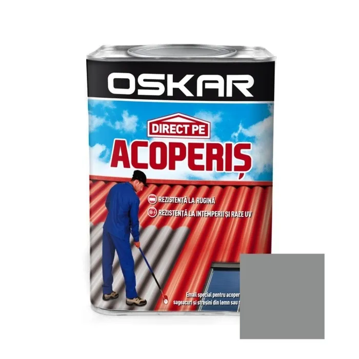 Vopsea alchidica Direct pe acoperis Oskar, exterior argintiu, 0.75 L