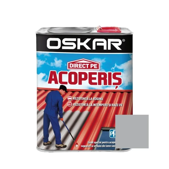 Vopsea alchidica Direct pe acoperis Oskar, exterior, rosu inchis, 2.5 L