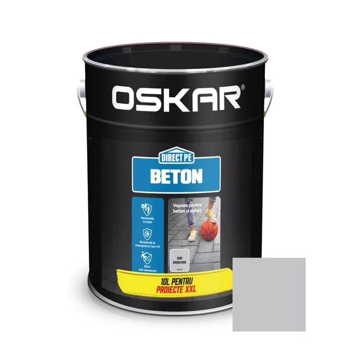 Vopsea alchidica Direct pe beton Oskar, interior / exterior, gri deschis, 10 L
