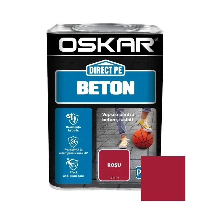 Vopsea alchidica Direct pe beton Oskar, interior / exterior, rosu, 0.75 L
