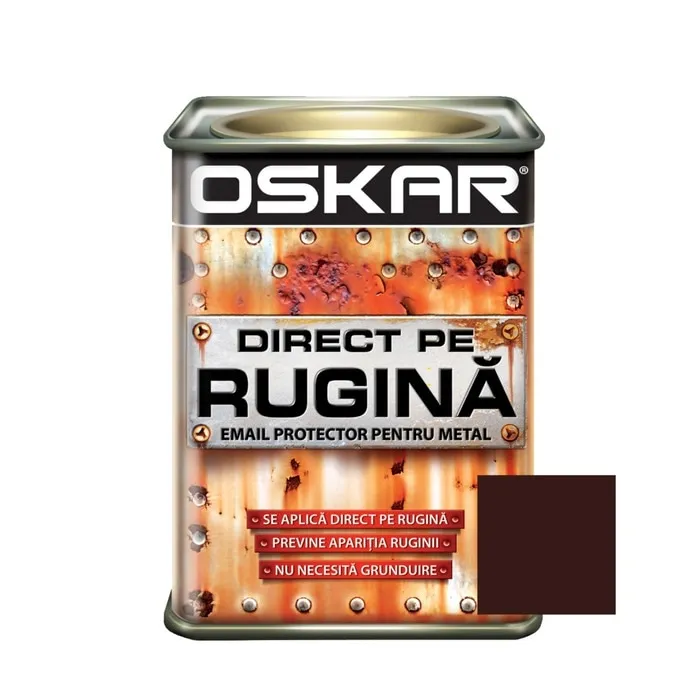 Vopsea alchidica Direct pe rugina Oskar, interior / exterior, maro ciocolatiu lucios, 0.5 L