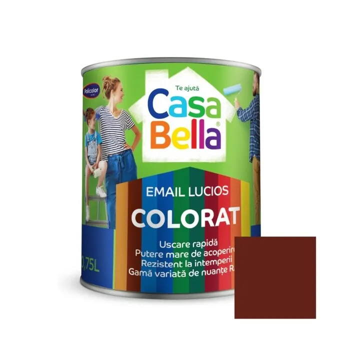 Vopsea alchidica pentru lemn / metal, Casabella, interior / exterior, maro, 0.75 L