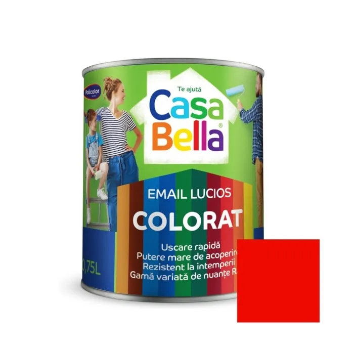 Vopsea alchidica pentru lemn / metal, Casabella, interior / exterior, negru, 0.75 L
